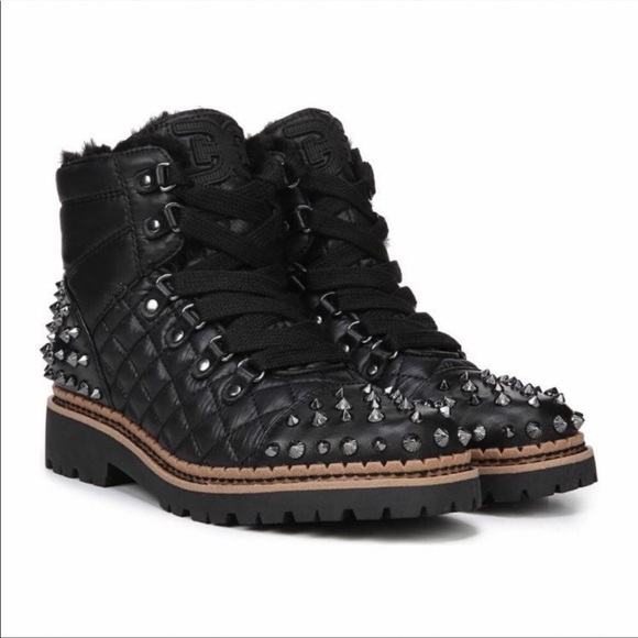 Sam Edelman Bren Quilted Studded Black Boots - Picture 1 of 11